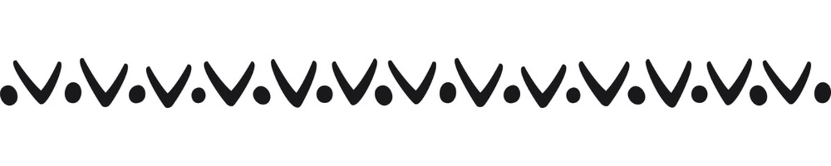Linear border with Vs and circles. Vector illustration made with black strokes creating a linear border.