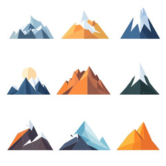 Geometric Mountains Illustration, Modern Graphic Design, Colorful Mountain Peaks