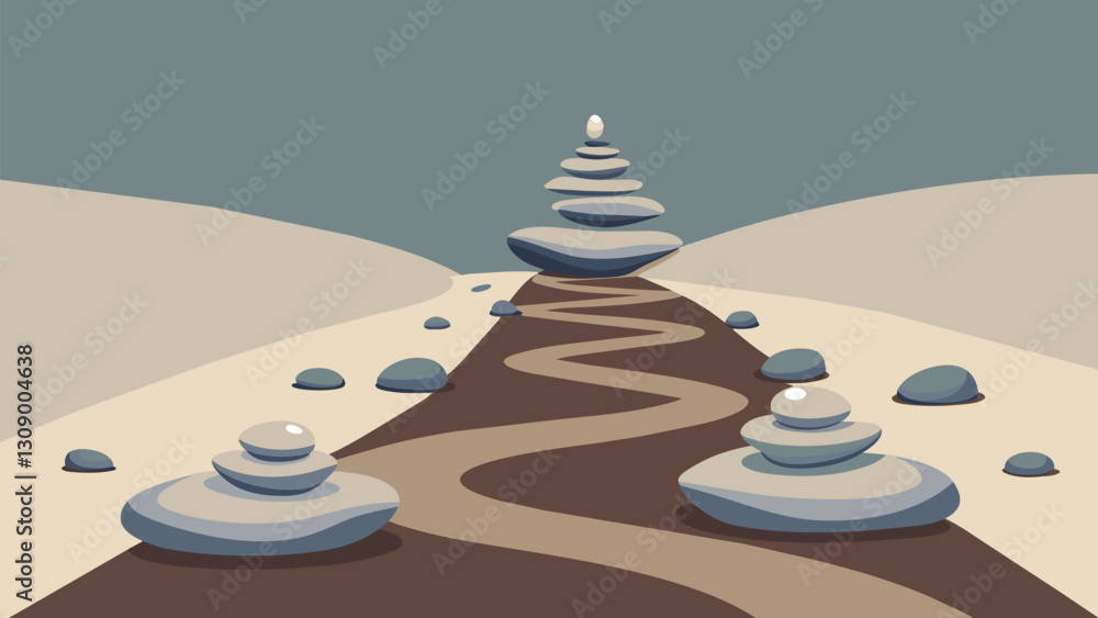 Poster the stones along the virtue path are weathered and worn symbolizing the journey towards mastering th