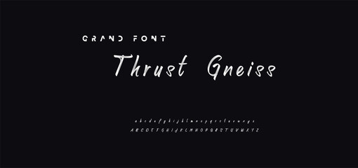 Lettering font isolated on black background. Texture alphabet in street art and graffiti style. Grunge and dirty effect.  Vector brush letters.