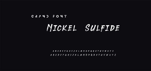 Lettering font isolated on black background. Texture alphabet in street art and graffiti style. Grunge and dirty effect.  Vector brush letters.