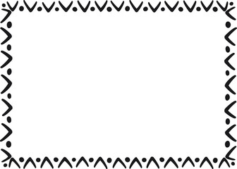 Rectangular border with Vs and circles. Vector illustration made with black strokes creating a rectangular border.