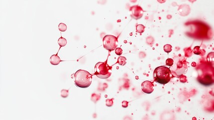 A digital molecular structure composed of red molecules connected by lines, representing technological innovation, science, and data analysis. Ideal for tech, biotech, and science imagery.. AI