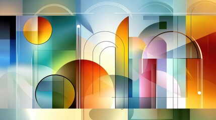 Fototapeta premium A modern, abstract geometric background featuring layered pastel gradients and noise texture.