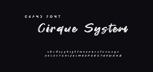 Lettering font isolated on black background. Texture alphabet in street art and graffiti style. Grunge and dirty effect.  Vector brush letters.