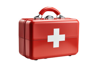 Obraz premium striking red medical kit on transparent background