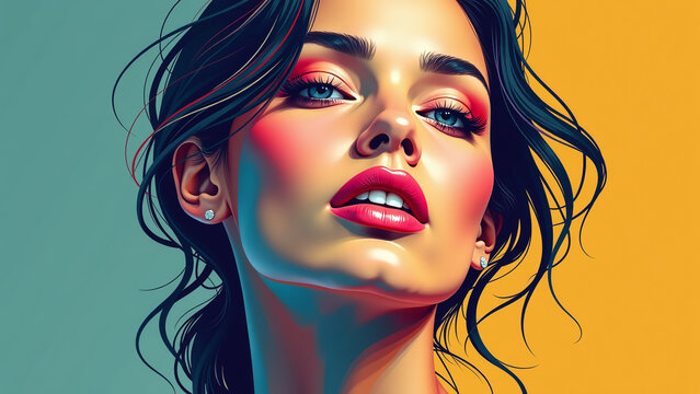 woman colorful modern artistic portrait bold abstract styles stylish trendy expression