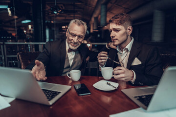 business people in cafe