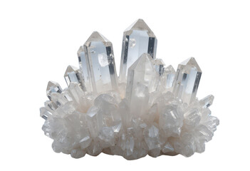 Cluster of Quartz Crystals on transparent background