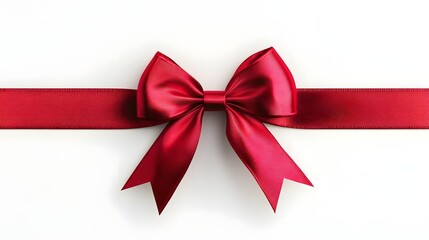 Red ribbon on white background. Black ribbon. Ribbon for Christmas gift, valentines day, birthday wrapping.