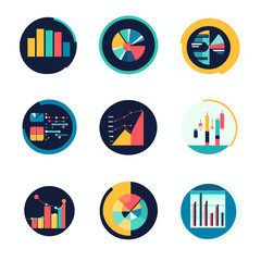Colorful Business Charts and Graphs, Financial Data Illustration