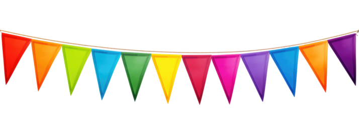 triangular bunting flags on transparent background