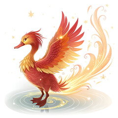 Fototapeta premium red duck with yellow background