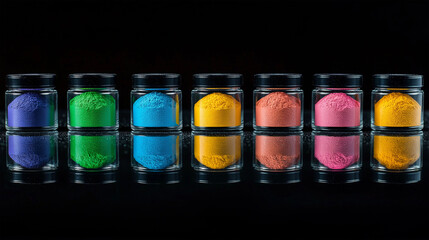 Holi concept with colorful powders ready for the festival of colors