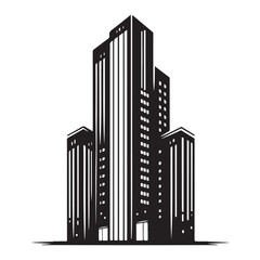 Skyscraper Silhouette Illustration for Urban Cityscape and Business Designs