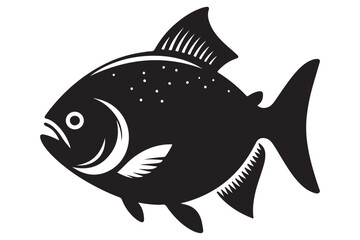 Piranha Fish Silhouette Vector Art Aquatic Predator Illustration Design
