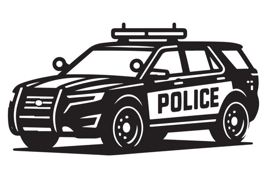 black and white police suv clip art preview