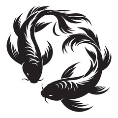 Koi Fish Yin Yang Symbol Silhouette Art for Tattoo Design