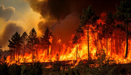 山火事,森林火災,Generative AI,AI画像