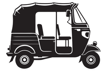 Classic Auto Rickshaw Silhouette A Three Wheeled Transport Illustration