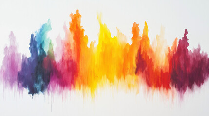 colorful rainbow holi paint color powder explosion isolated white wide panorama background