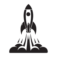 Rocket Launch Silhouette Vector Illustration for Startup Business Design