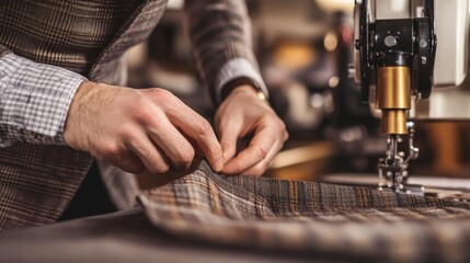 A close-up shot of a tailor. AI Generation