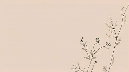 Fototapeta premium Slender plant lines on a light beige background are quiet and elegant, conveying a simple and peaceful natural beauty.