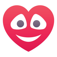 Gradient color icon, illustration for Heart emoji, smiley, happy.