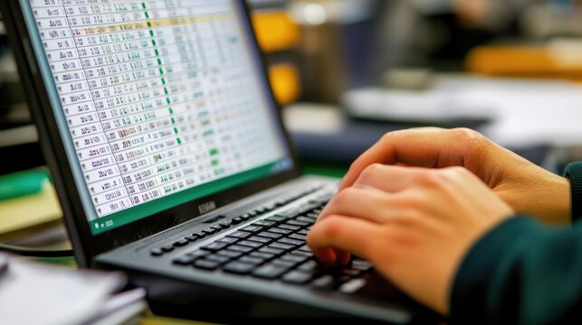 Data Entry Specialist Working on a Laptop