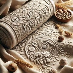 Linen fabric with hand chenille details