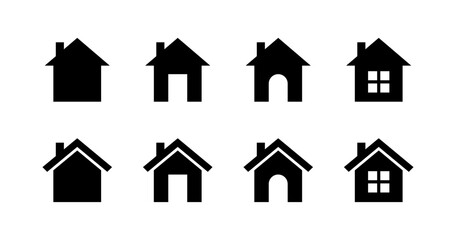 Flat home icons set with linear style | vector illustration of house symbols.