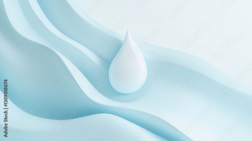 Leinwandbilder Milk drop in soft blue minimalist design showcasing modern dairy branding with smooth curves reflecting freshness and simplicity