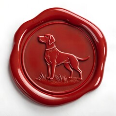 isolated wax seal stamp with dog