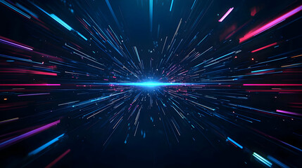 Fototapeta premium Abstract Digital Network Visualization With Blue And Red Glowing Light Lines In Dark Background
