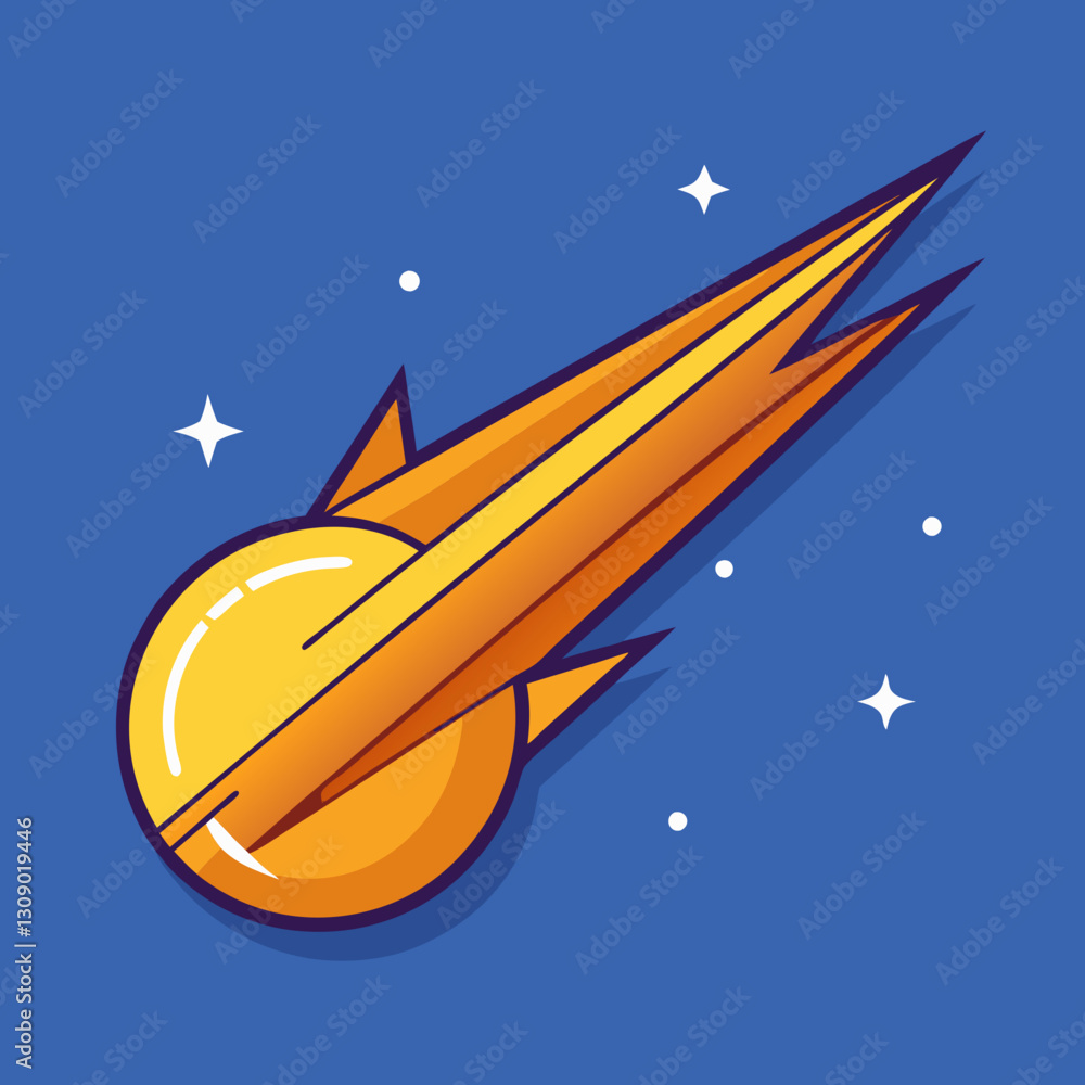 Poster vector illustration of a comet in space, a vibrant vector illustration of a comet with a dynamic tai