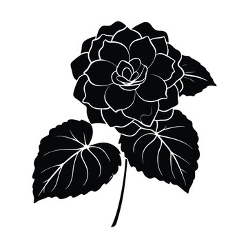 black flower silhouette with leaves clip art preview