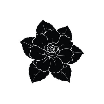 black flower silhouette on white background clip art preview