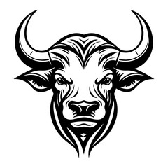 Obraz premium Bull png flat old school illustration, transparent background.