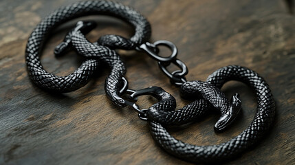 Obraz premium Snake Handcuffs Symbolism Conceptual Design