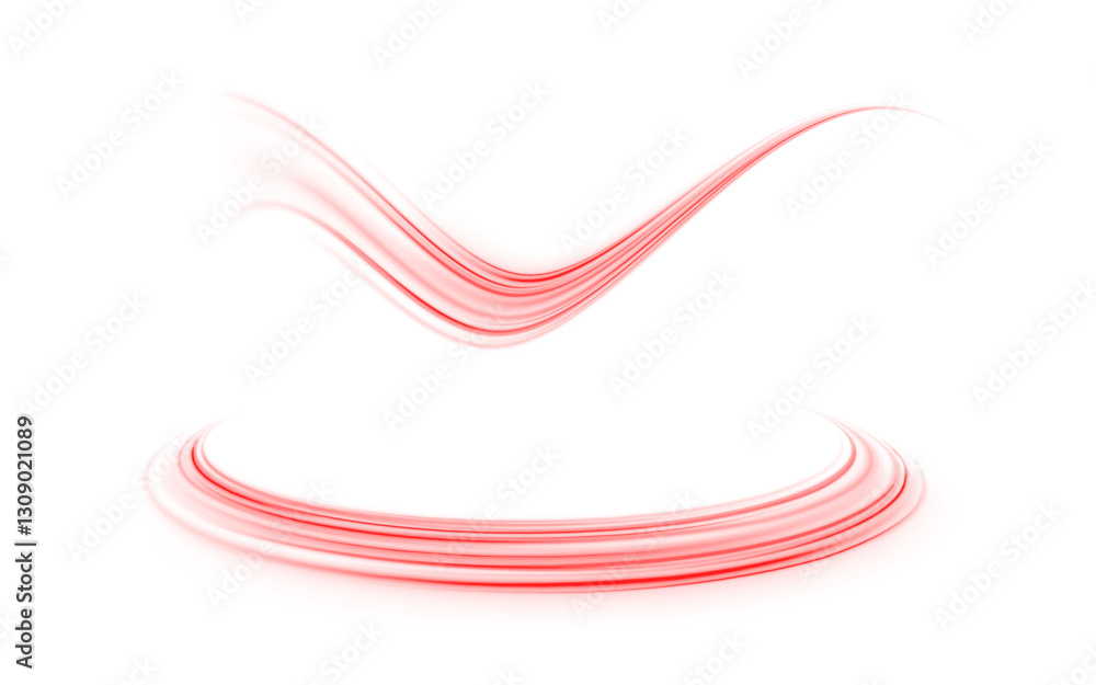 Poster subtle and graceful red glow arc floating with soft blurred edges