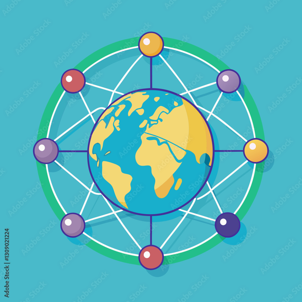 Poster global network and digital connections vector illustration, vector illustration of a global network 