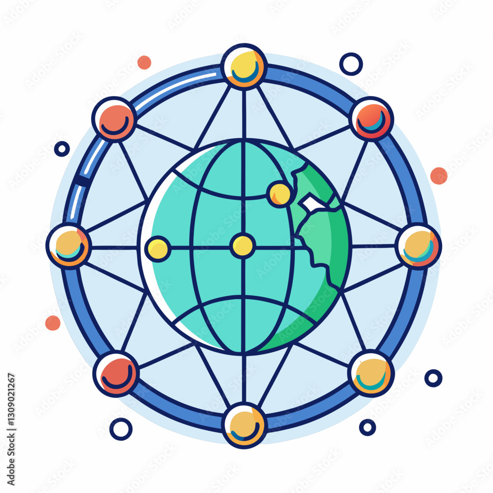 Poster global network disconnection vector illustration, vector illustration showing a global network with 