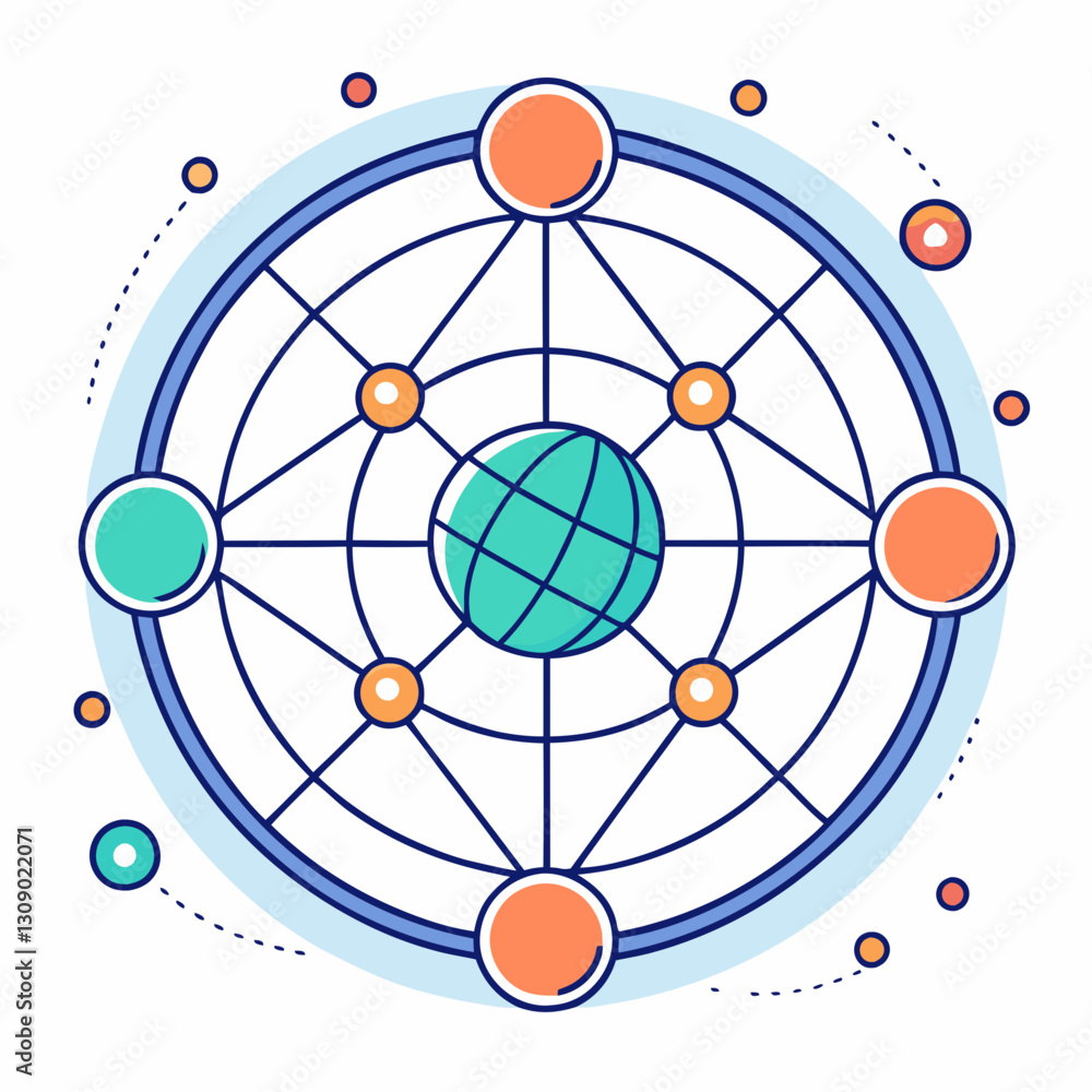 Poster global network connections concept vector illustration, a vector illustration of a globe surrounded 