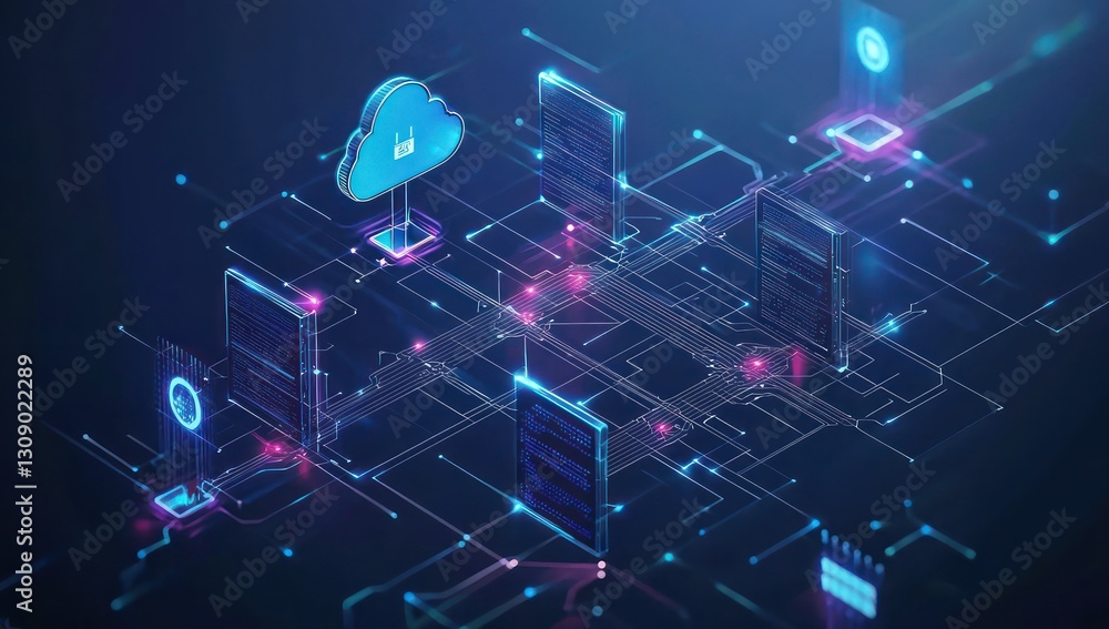 Aufkleber secure data, ai, and cloud networks featured in an advanced digital ecosystem.