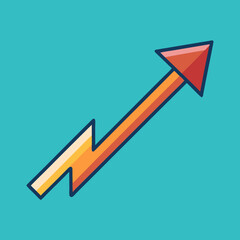Upward trending arrow vector illustration, A vector illustration of an upward trending arrow symbol with a sharp design on a teal background.
