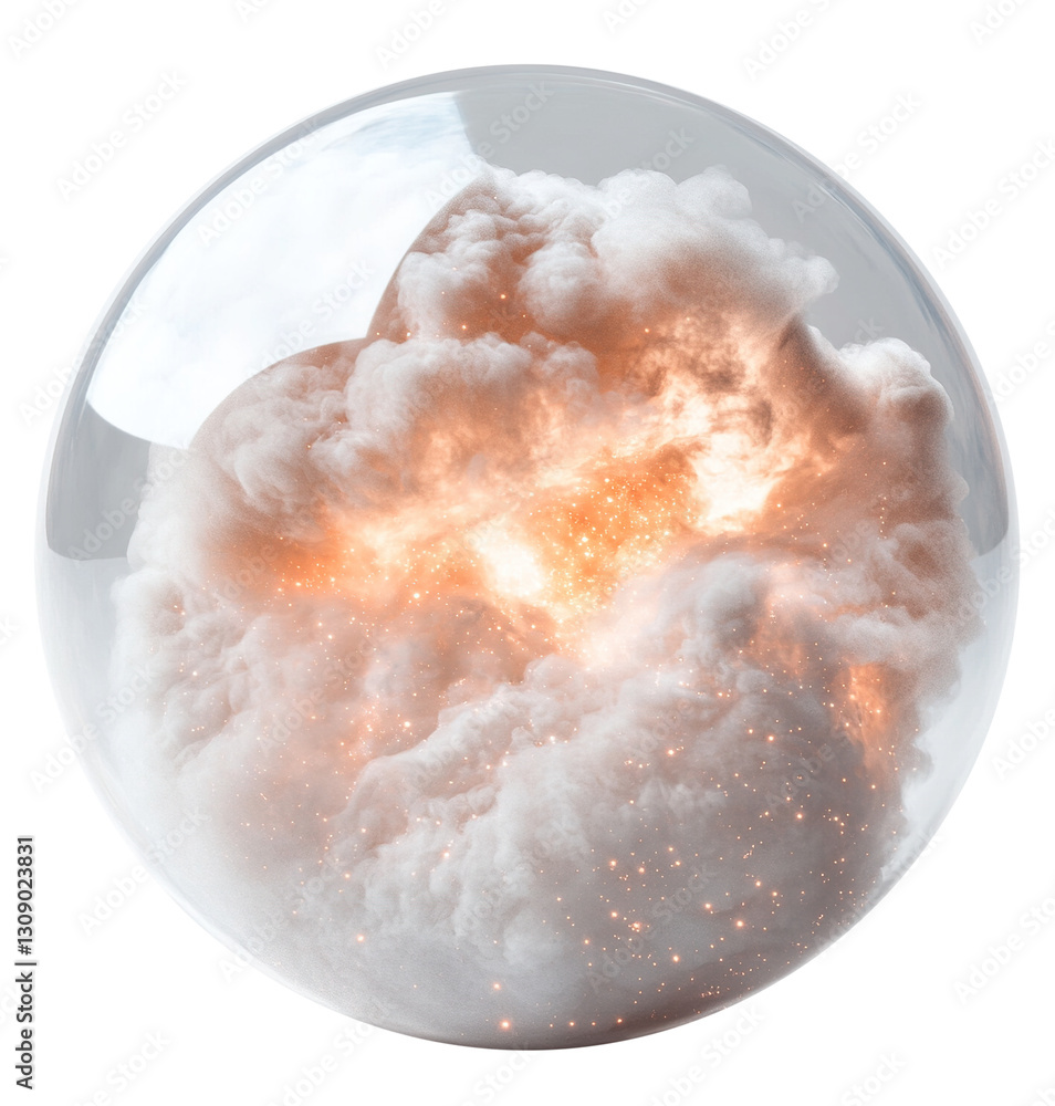Poster a transparent bubble encapsulates dreamlike nebula clouds swirling with soft glowing light, creating