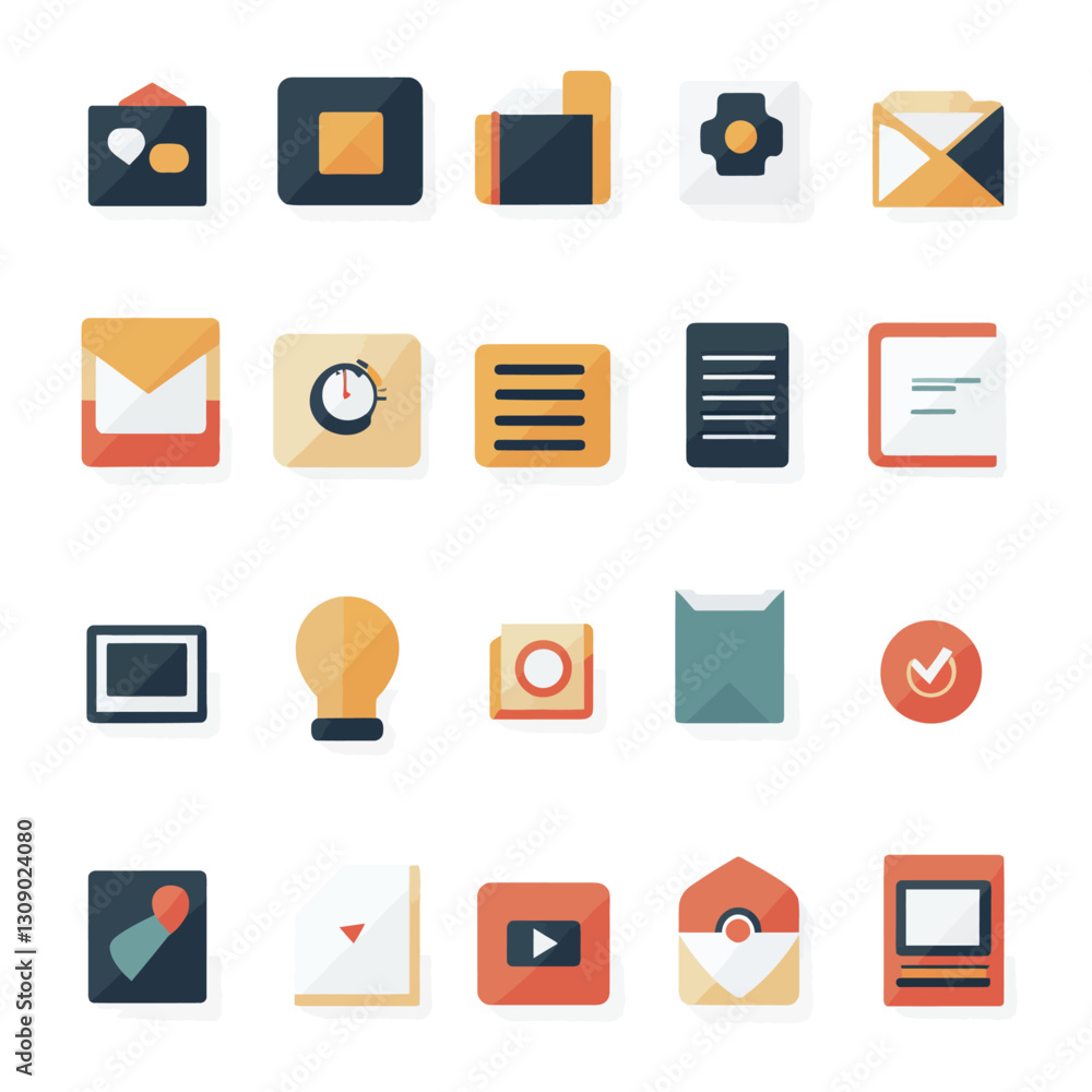 Poster Modern Vector Icon Set for Web Design, Communication & UI Elements