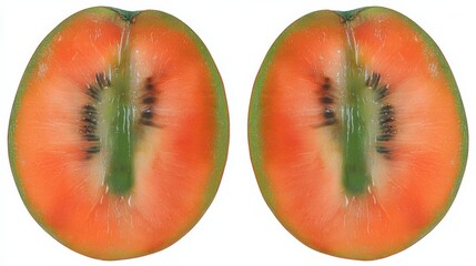 Fototapeta premium Fresh Persimmon Sliced in Half Isolated on White Background