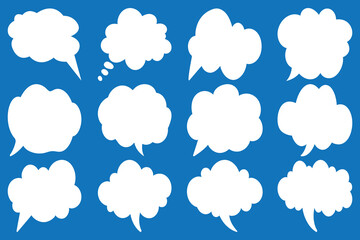 Set of speech bubbles. Speak bubble text, cartoon chatting box, message box. Blank empty vector white speech bubbles. Cartoon balloon word design.  Vector-eps 10
